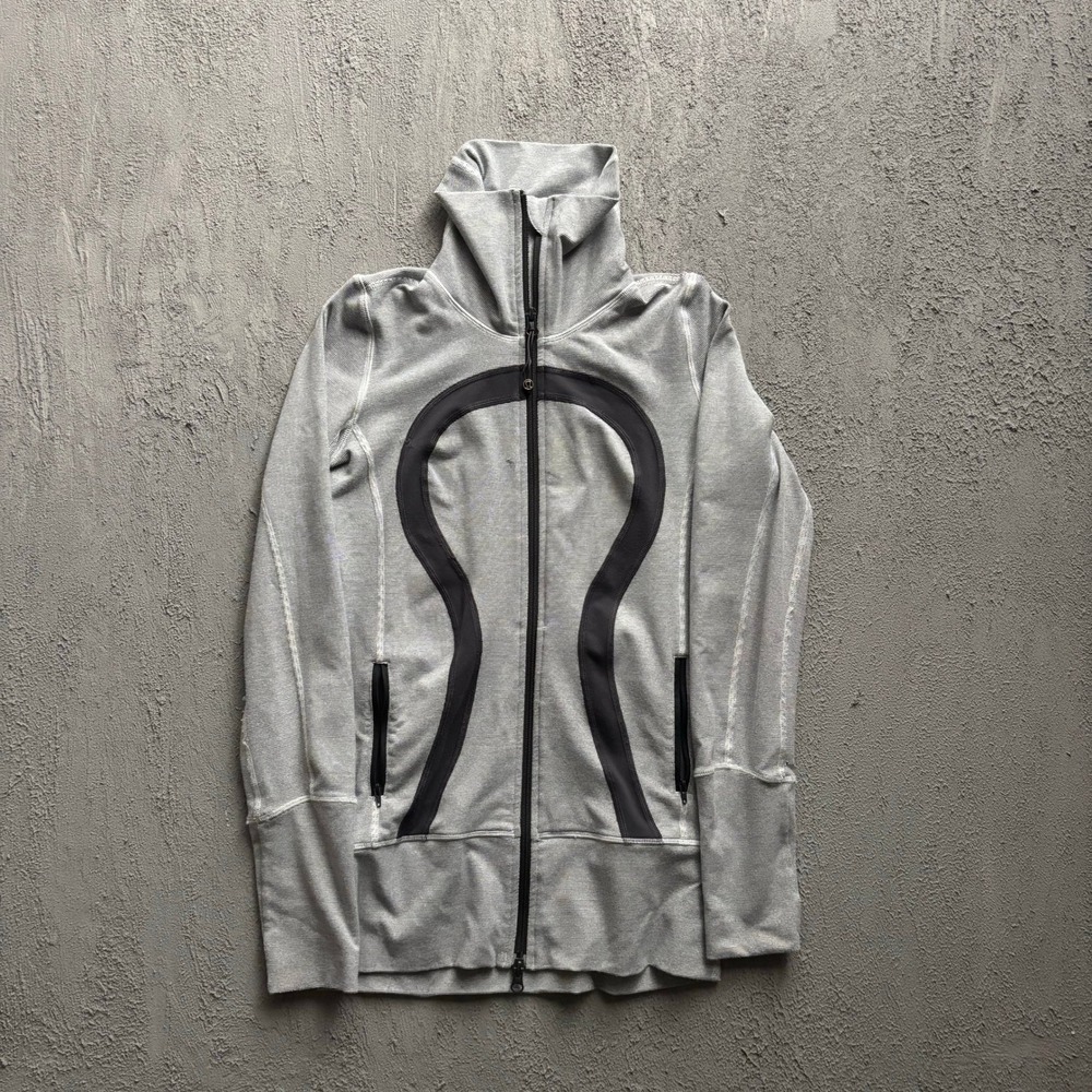 Lululemon Striped Scuba Full Zip Jacket Womens Size 4 Grey
